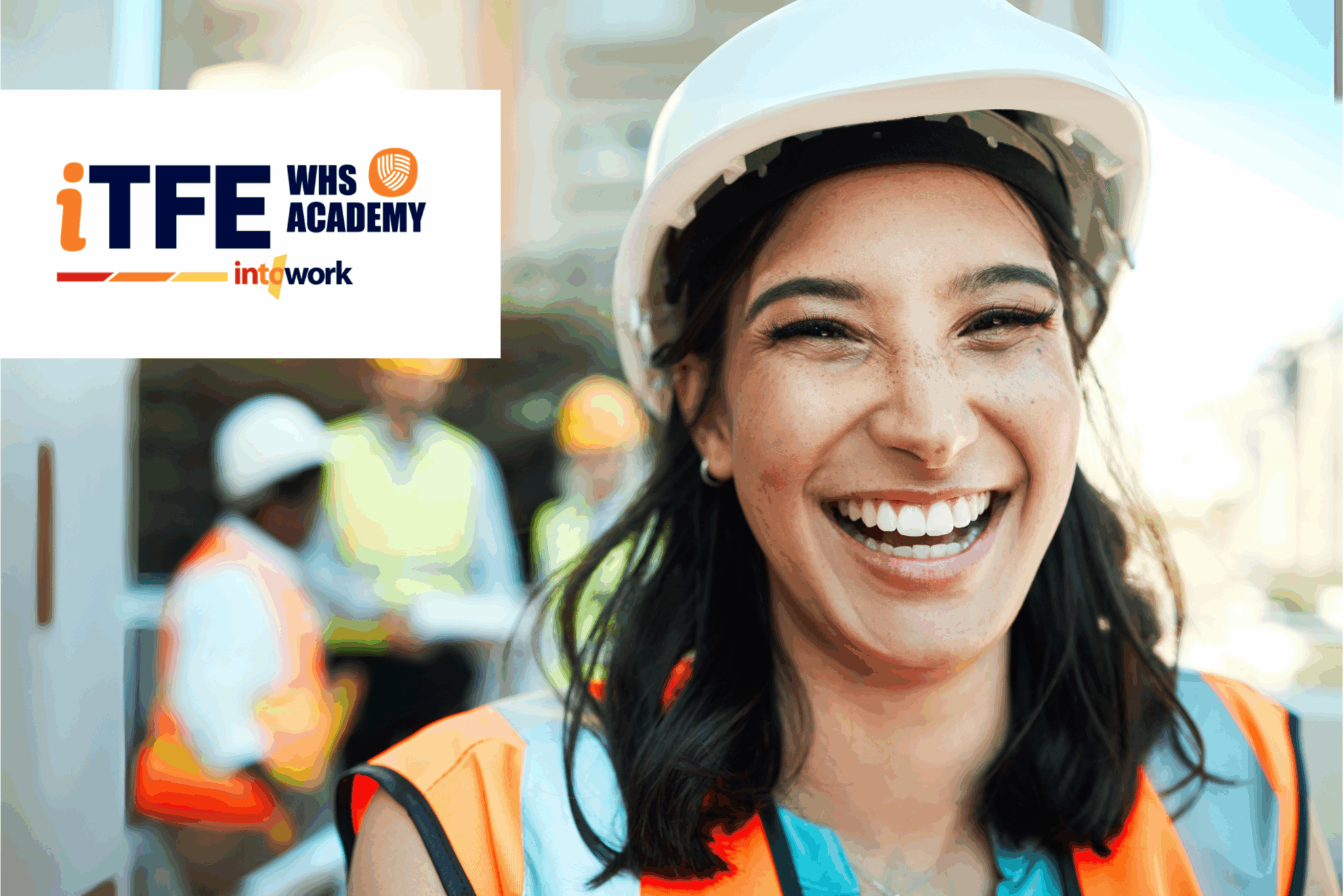 Smiling construction worker wearing safety gear at a training session